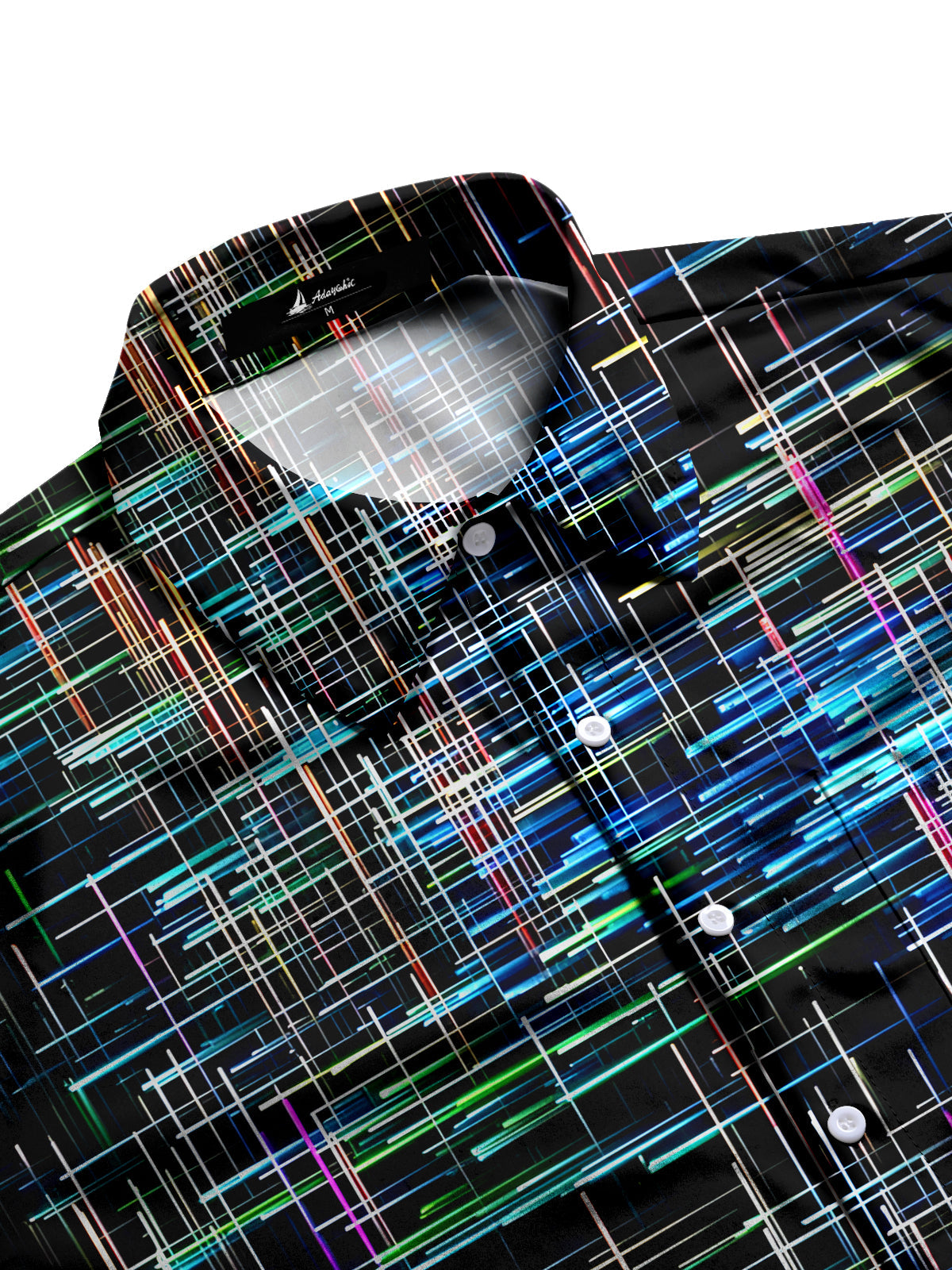 Adaychic Men's Abstract Graphic Line Print Short Sleeve Button Down Shirt with Chest Pocket