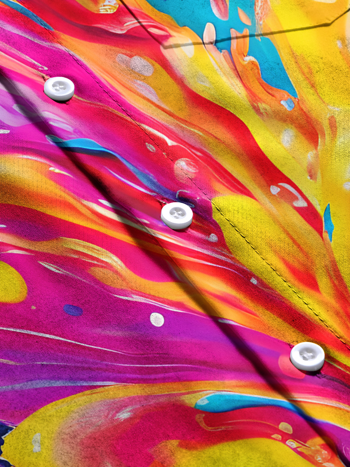 Adaychic Men's Graphic Abstract Colorful Paint Splash Print Short Sleeve Button Down Shirt with Chest Pocket