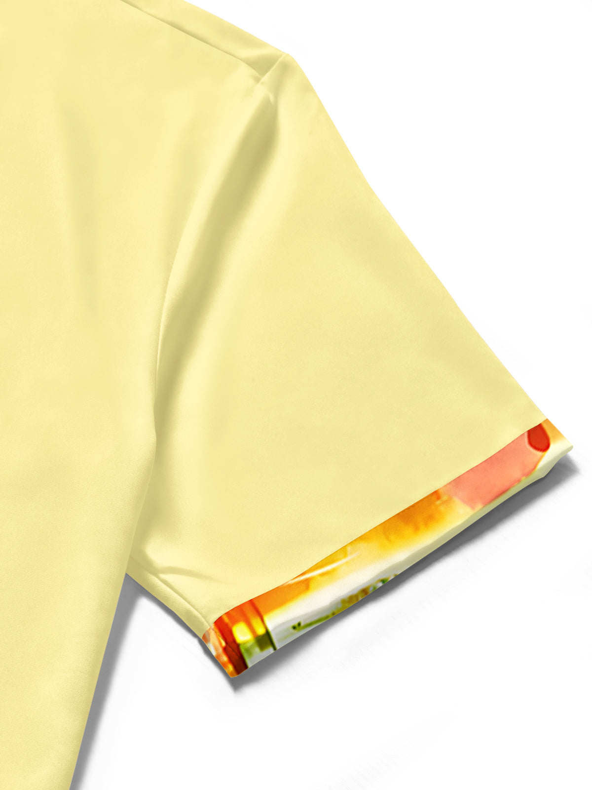 Adaychic Men's Yellow Abstract Colorblock Short Sleeve Button Down Shirt with Chest Pocket