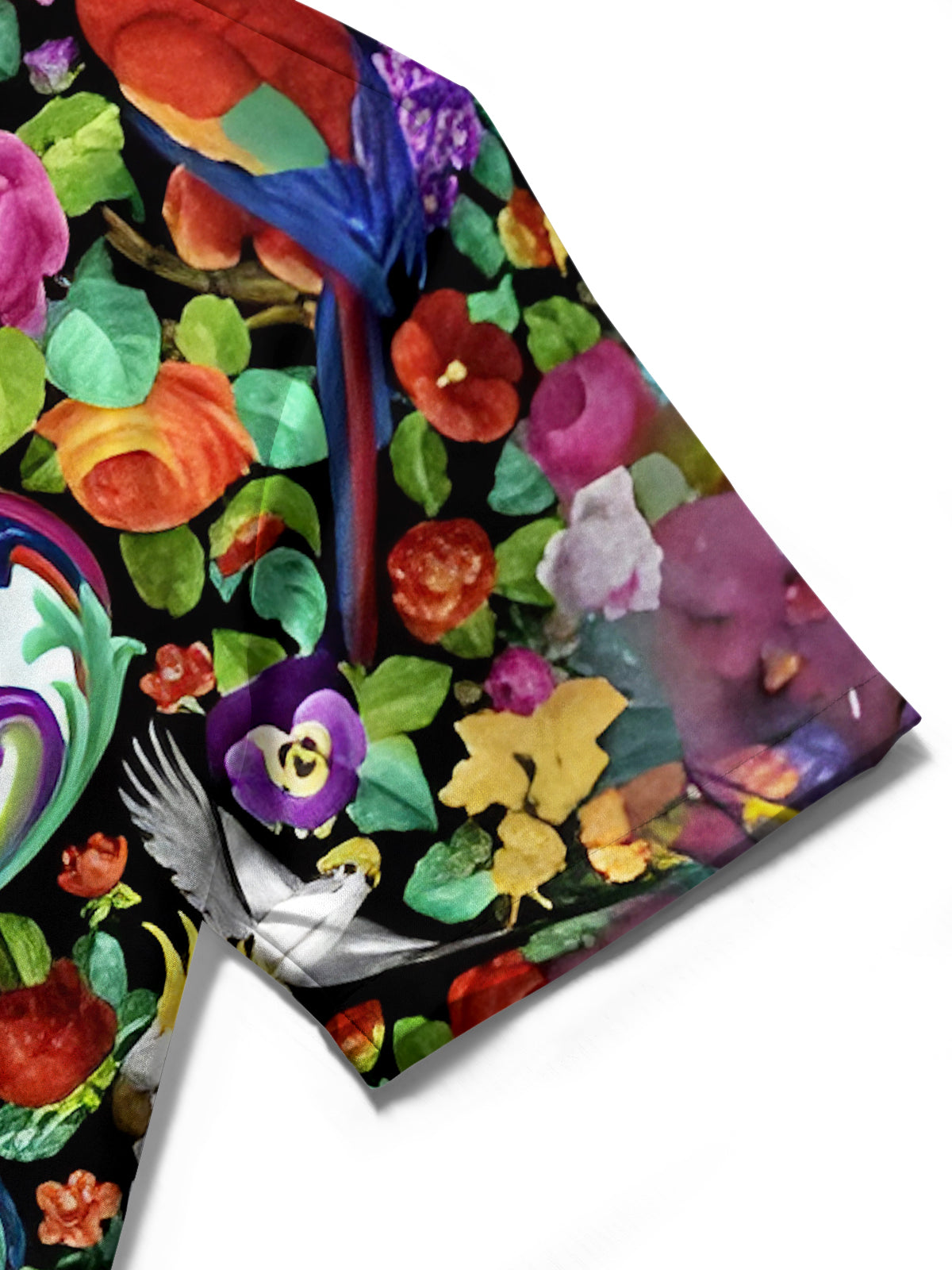 Floral Bird Men's Pocket Short Sleeve Shirts