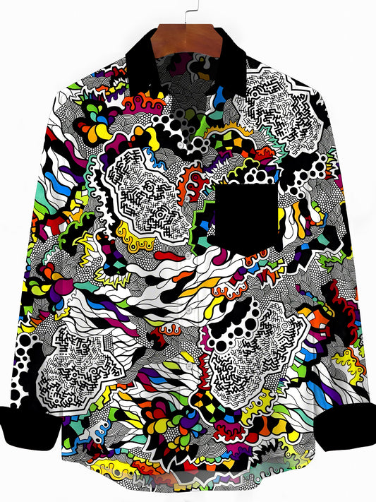 Geometry Men's Pocket Long Sleeve Shirts