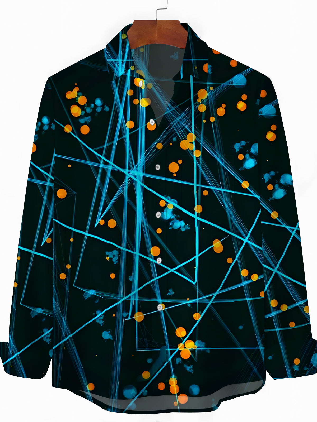 Geometric Print Men's Pocket Long Sleeve Shirts