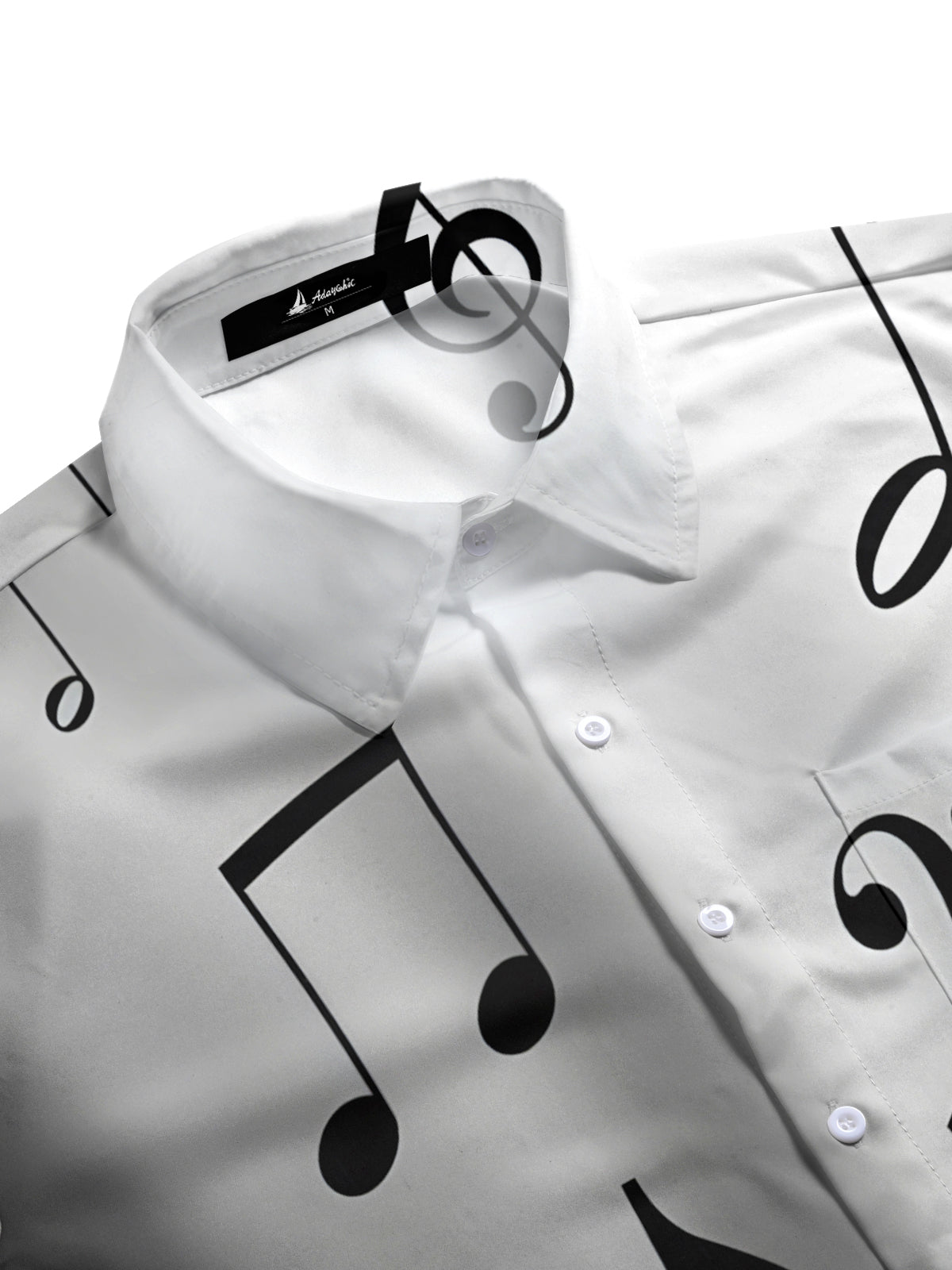 Adaychic Men's Graphic Musical Notes Gradient Print Short Sleeve Button Down Shirt with Chest Pocket