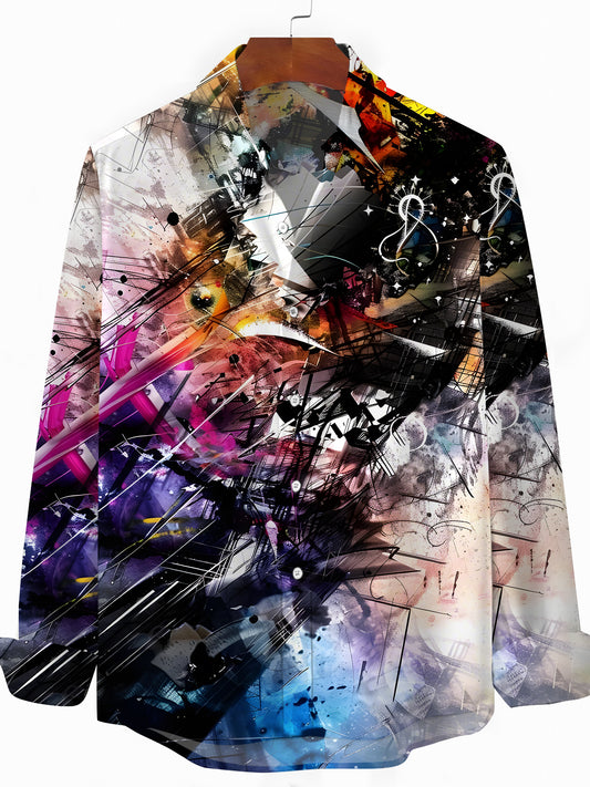 Abstract Print Men's Pocket Long Sleeve Shirts