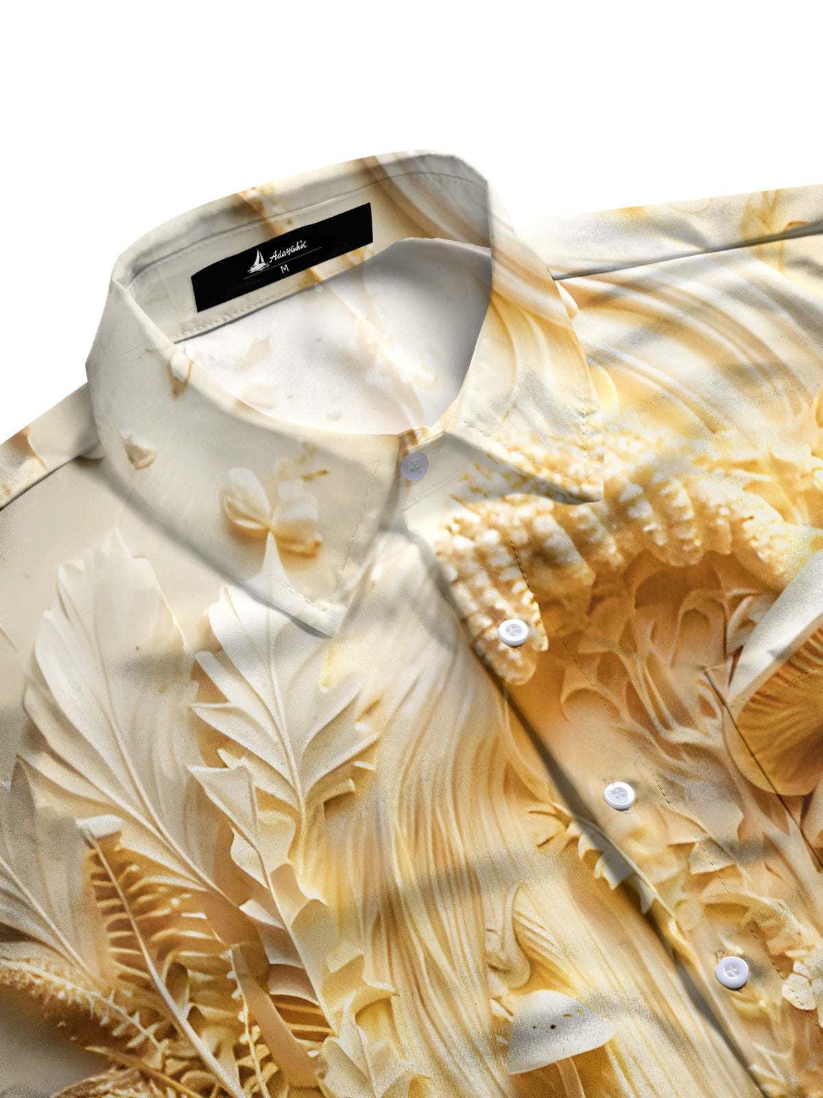 Adaychic Men's Graphic 3D Mushroom Relief Print Short Sleeve Button Down Shirt with Chest Pocket