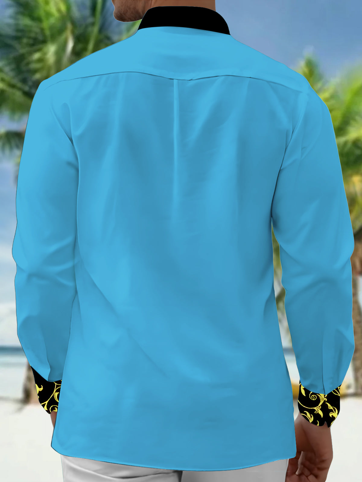 Men's abstract print long sleeve shirt back view