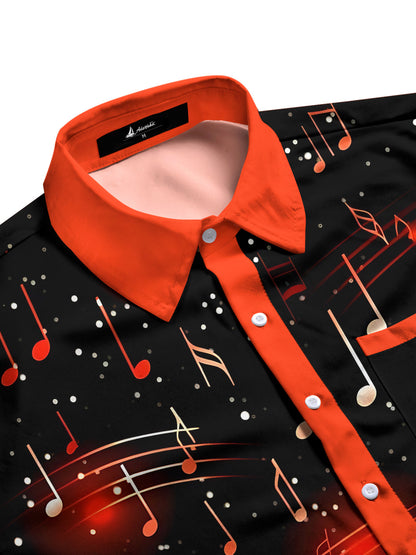 men's guitar print shirt side view