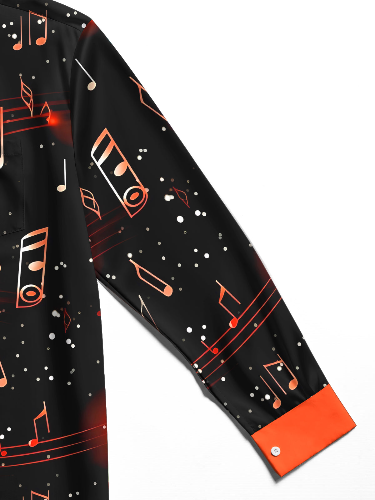 men's music print shirt close-up full sleeve