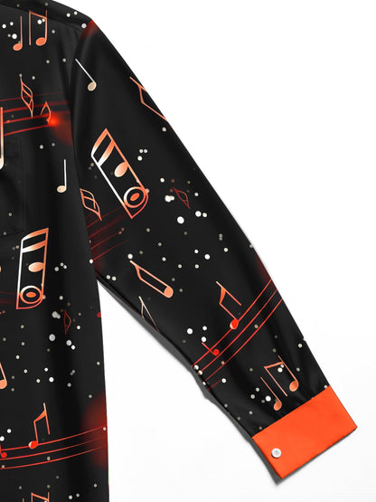 men's music print shirt close-up full sleeve