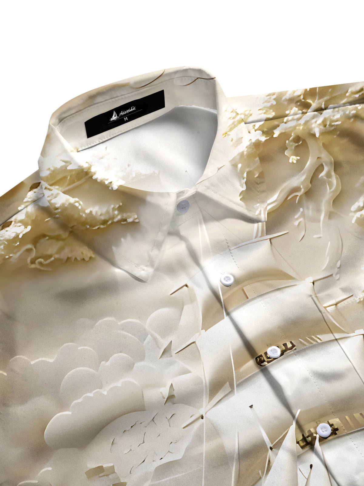 Men's boat art print pocket full sleeve shirt side view