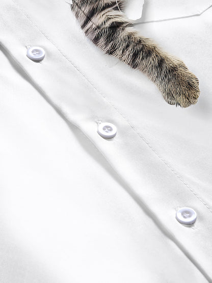 men's cat print long sleeve flat lay shirt