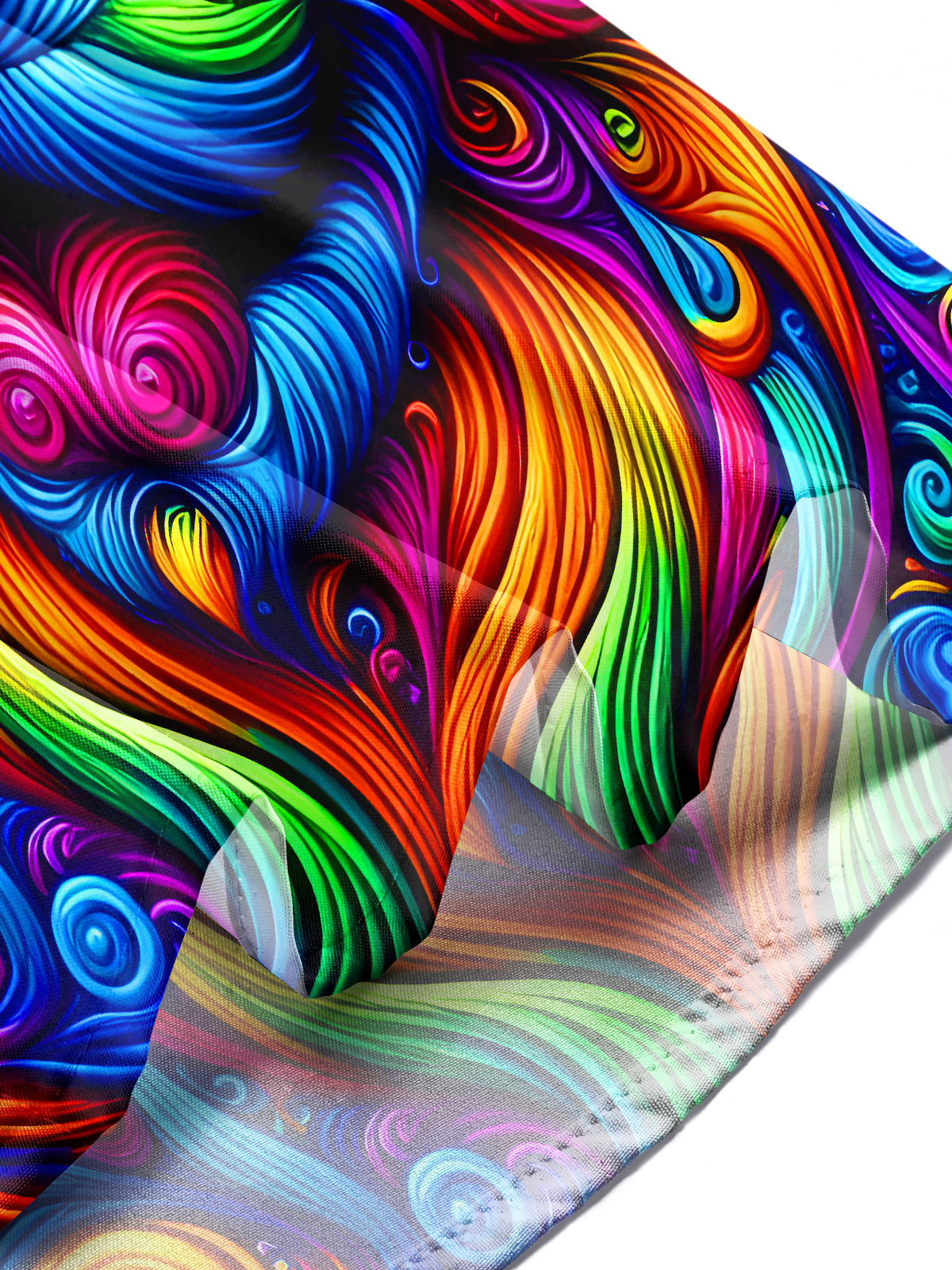 Adaychic Men's Graphic Abstract Psychedelic Swirl Dog Face Print Short Sleeve Button Down Shirt with Chest Pocket