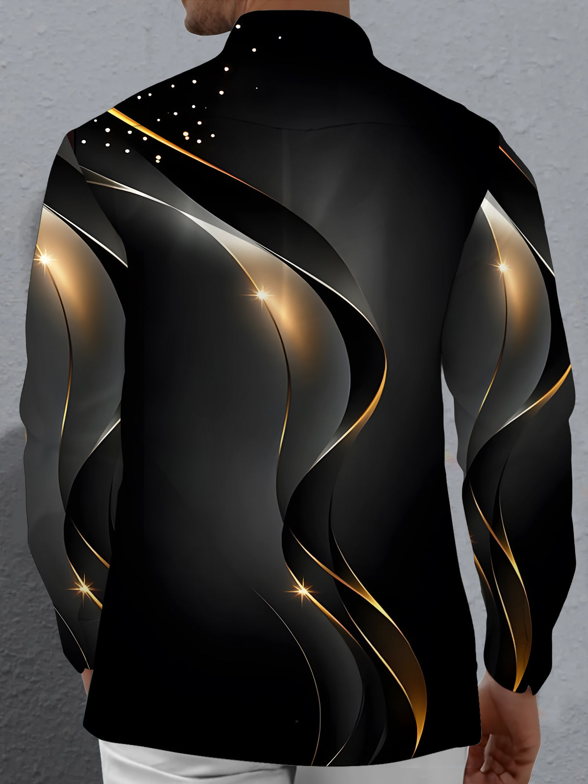 men's geometric print shirt back view