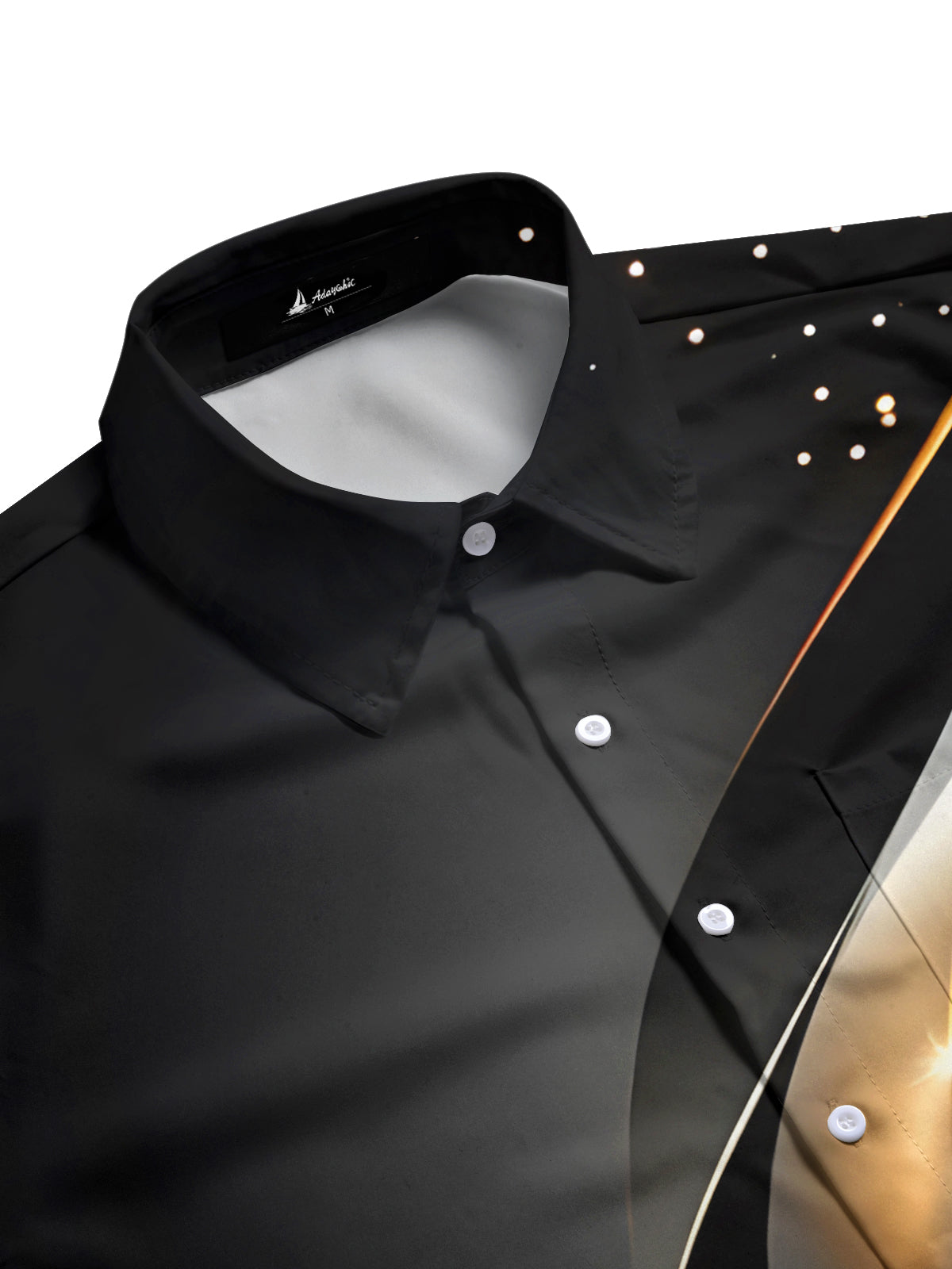 men's art print shirt side view