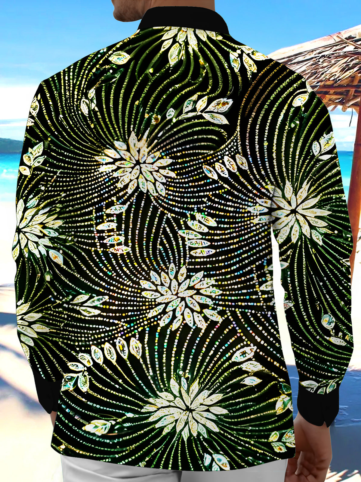 men's flower print shirt back view
