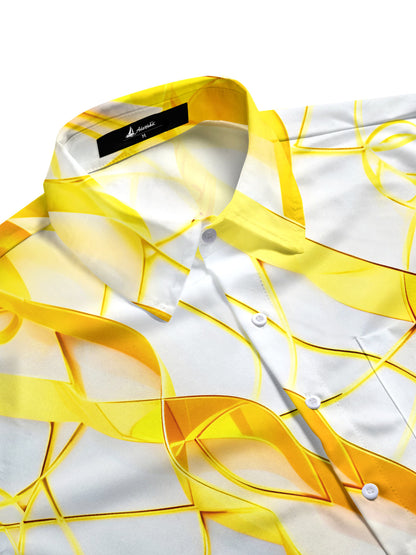 Men's Art Gilded Gold Lines Geometry Long Sleeve Shirt Side View