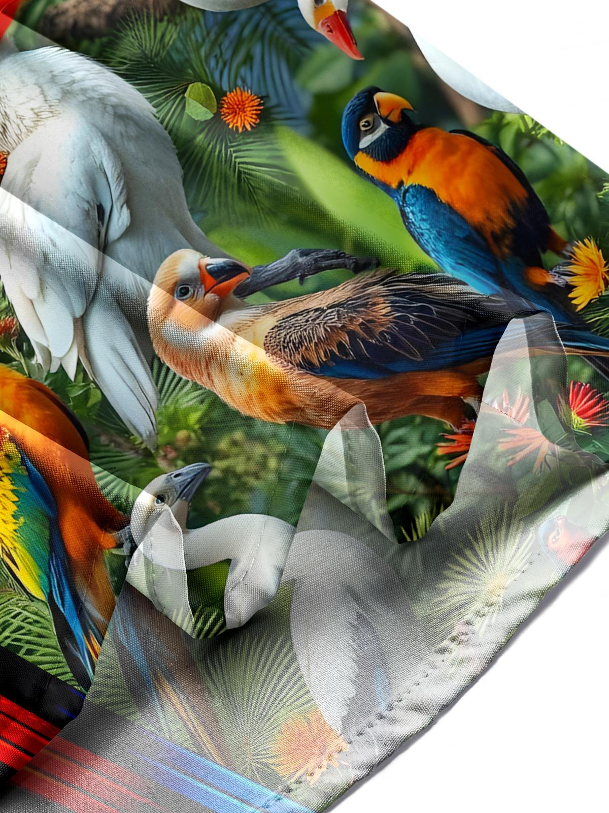 Parrot Print Men's Pocket Short Sleeve Shirts