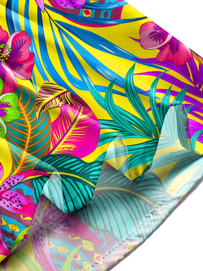 Floral Leaf Print Men's Pocket Short Sleeve Shirts