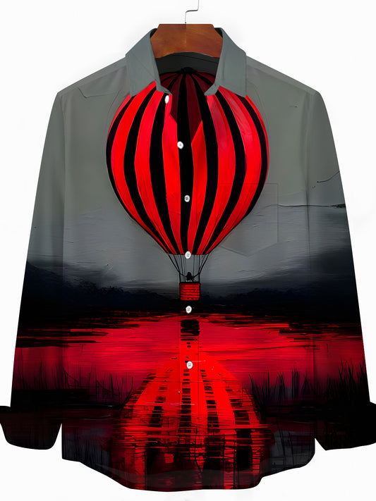 Hot Air Balloon Men's Pocket Long Sleeve Shirts