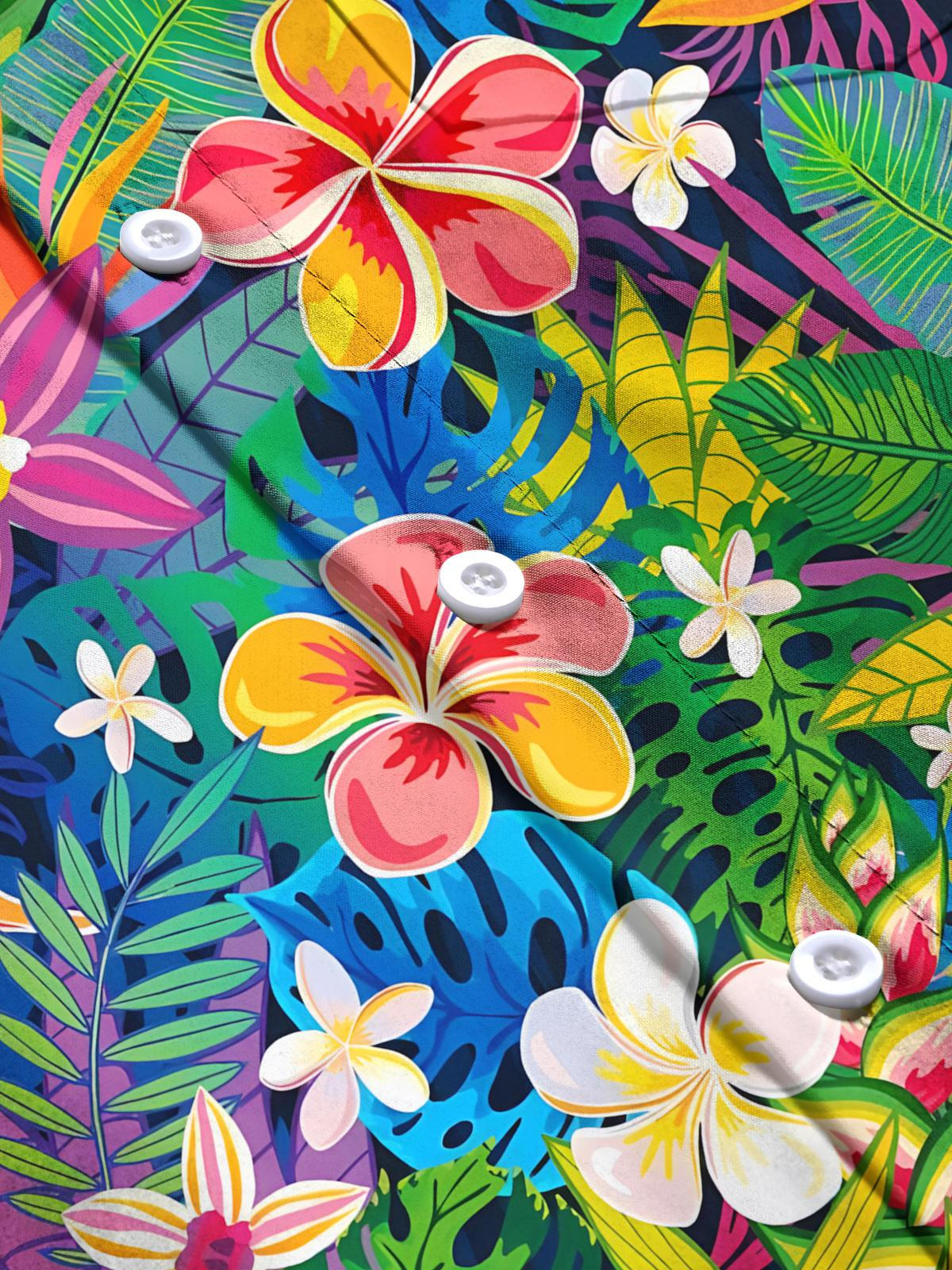 Hawaiian Floral Print Men's Pocket Short Sleeve Shirts