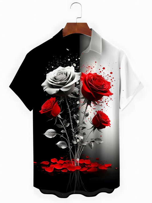Rose Men's Pocket Short Sleeve Shirts