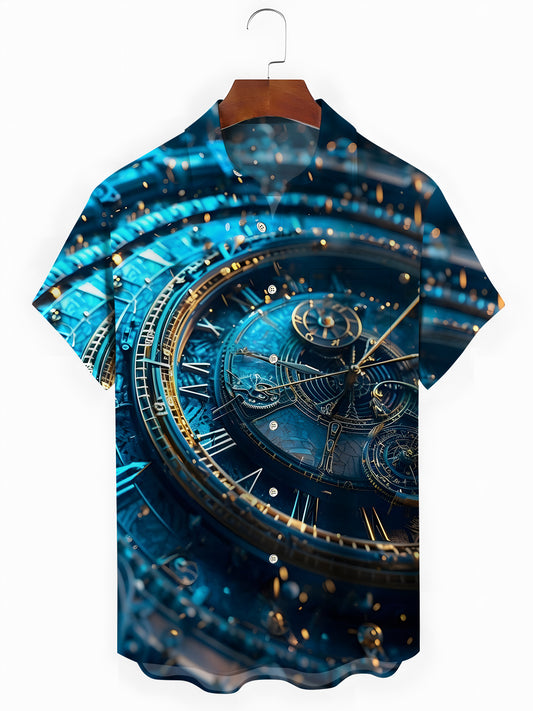 Watch Print Men's Pocket Short Sleeve Shirts
