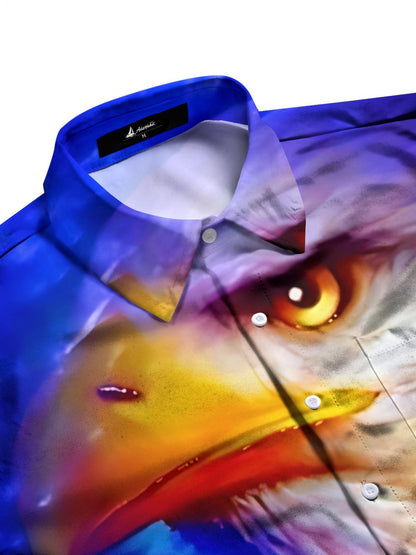 Landscape Print Men's Pocket Short Sleeve Shirts