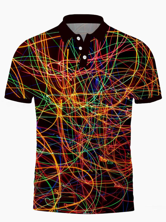 Line Men's Short Sleeve Button Polo Shirt