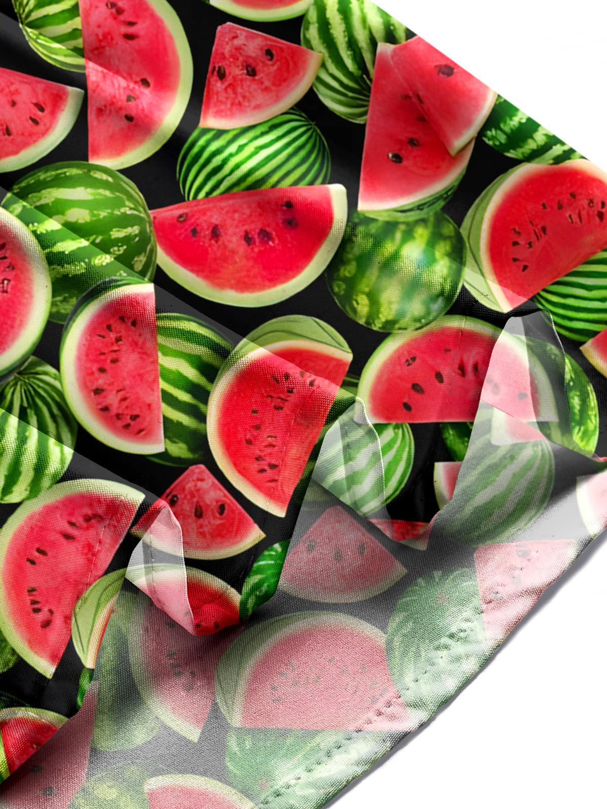 Watermelon Print Men's Pocket Short Sleeve Shirts