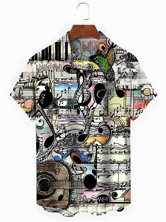 Music Art Print Men's Pocket Short Sleeve Shirts