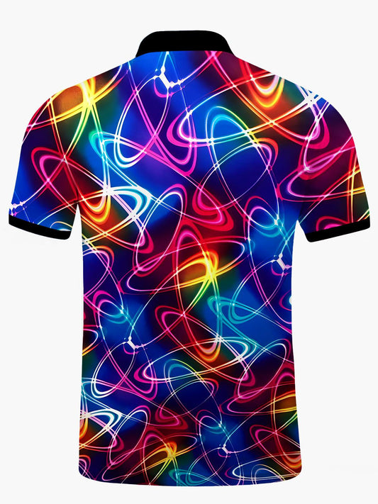 Abstract Men's Short Sleeve Button Polo Shirt