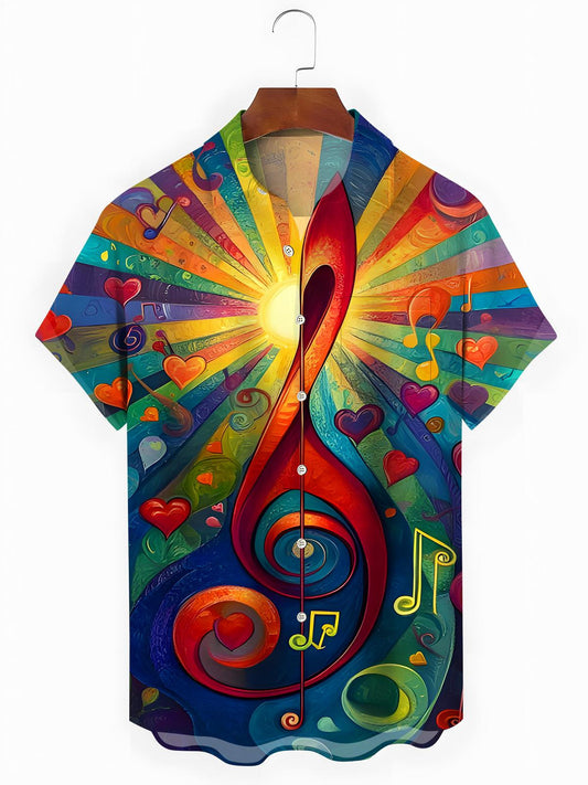 Music Men's Pocket Short Sleeve Shirts