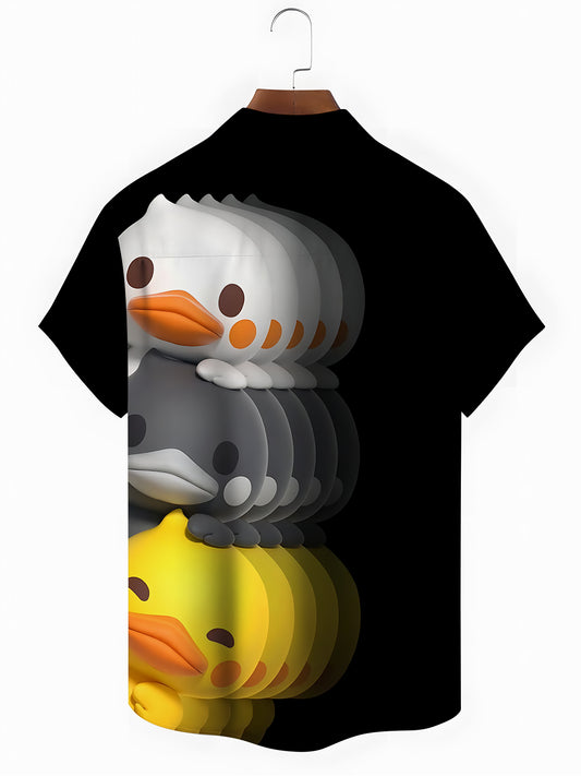 Duck Print Men's Pocket Short Sleeve Shirts