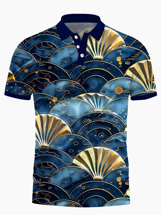 Shell Men's Short Sleeve Button Polo Shirt