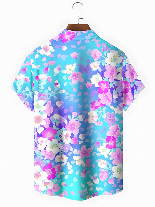 Floral Men's Pocket Short Sleeve Shirts