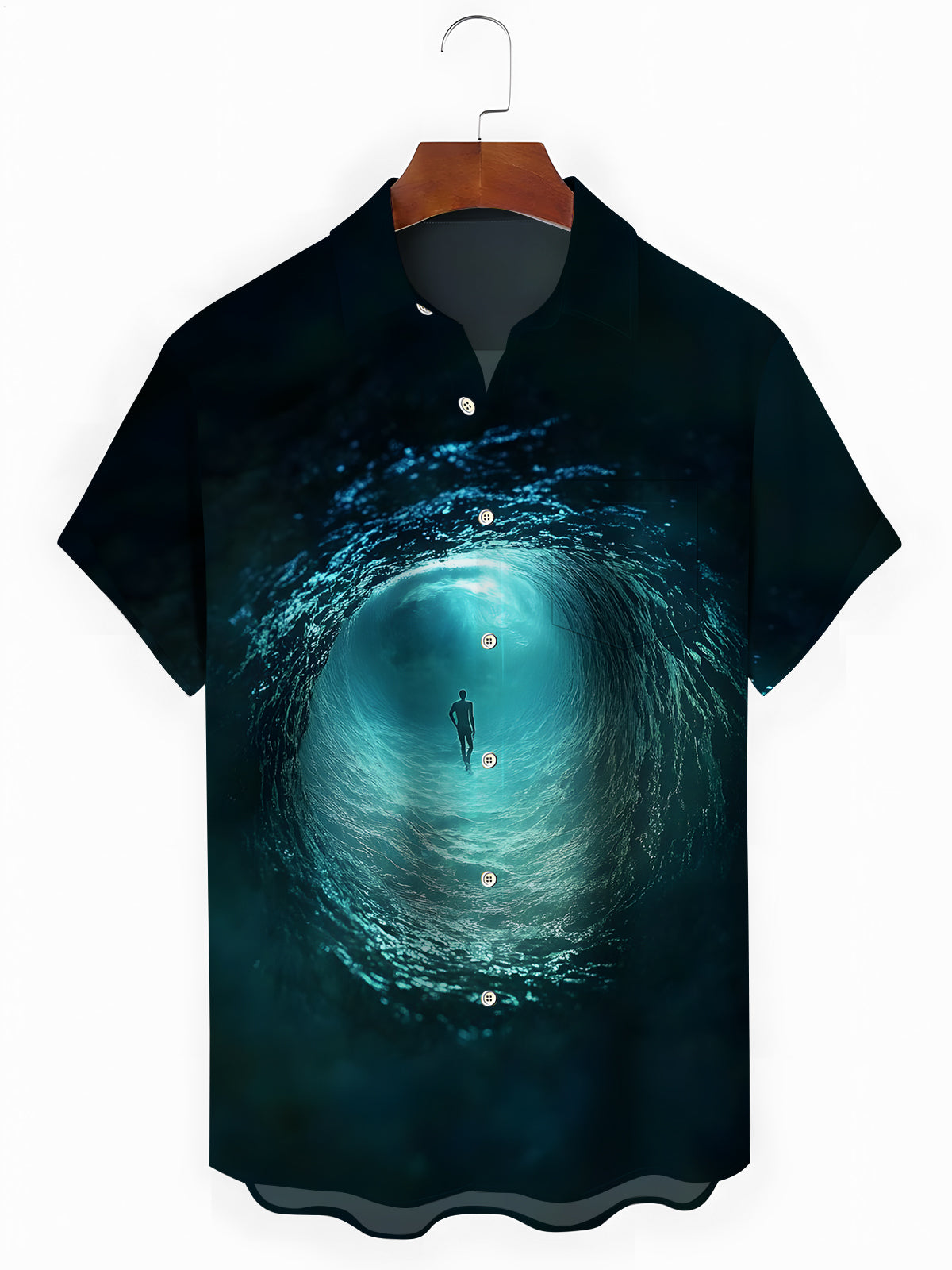 Undersea Print Men's Pocket Short Sleeve Shirts