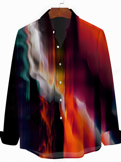 Gradient Print Men's Pocket Long Sleeve Shirts