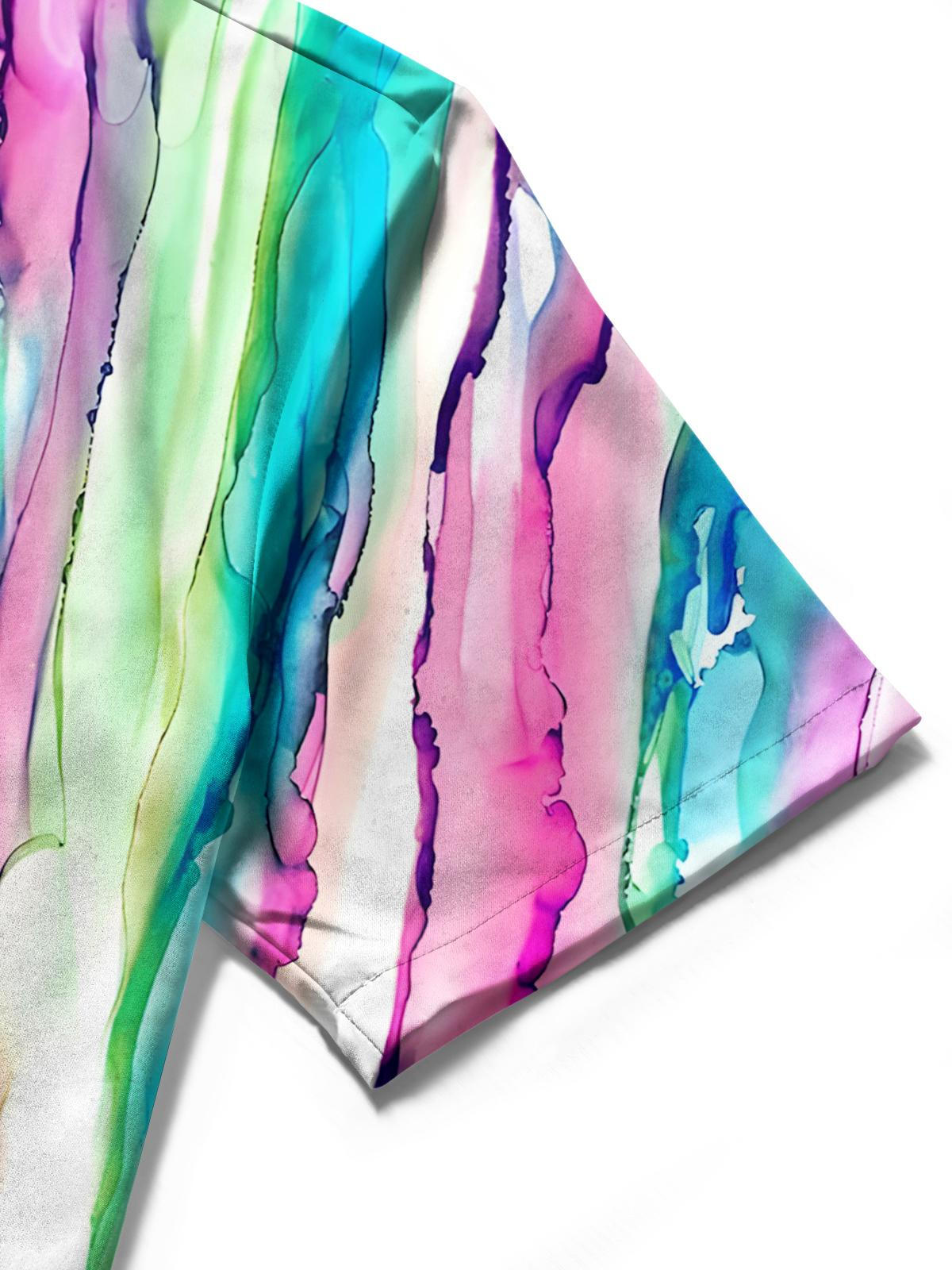 Gradient Print Men's Pocket Short Sleeve Shirts