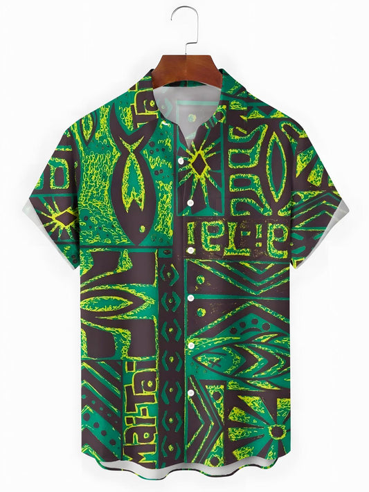 Geometry Fish Men's Pocket Short Sleeve Shirts