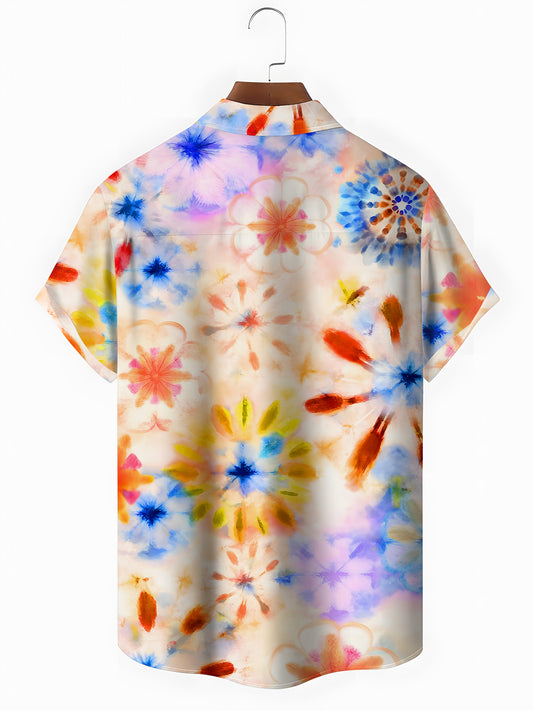 Tie Dye Abstract Men's Pocket Short Sleeve Shirts