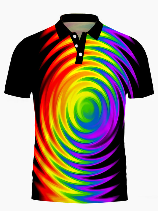 Tie Dye Men's Short Sleeve Button Polo Shirt