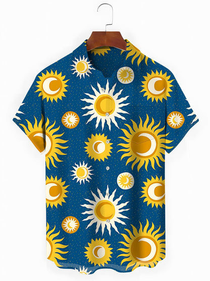 Sun Moon Men's Pocket Short Sleeve Shirts