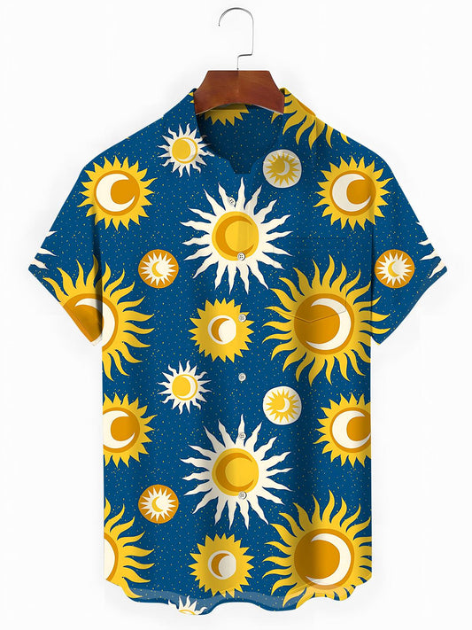 Sun Moon Men's Pocket Short Sleeve Shirts