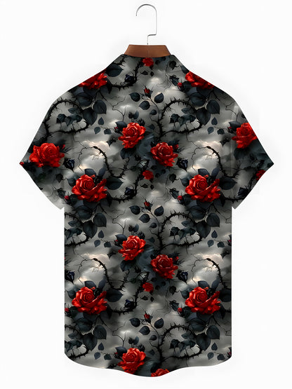 Rose Men's Pocket Short Sleeve Shirts