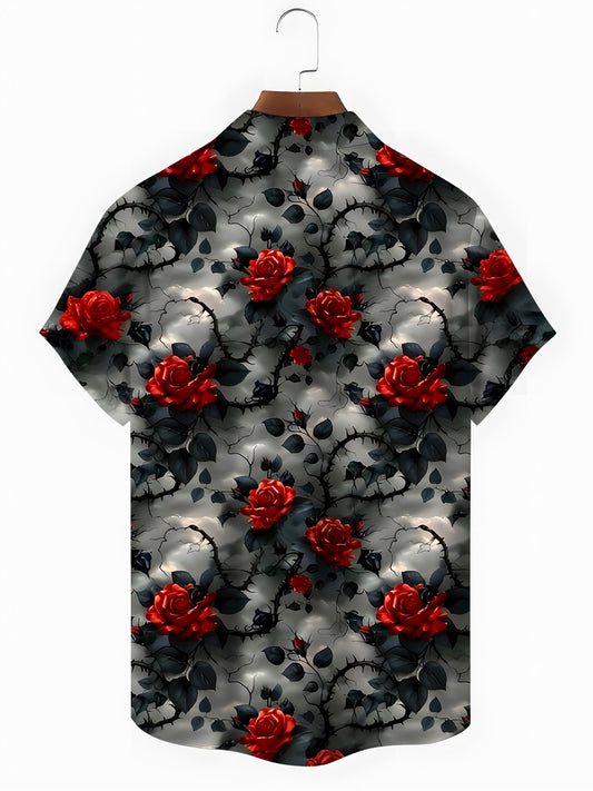 Rose Men's Pocket Short Sleeve Shirts