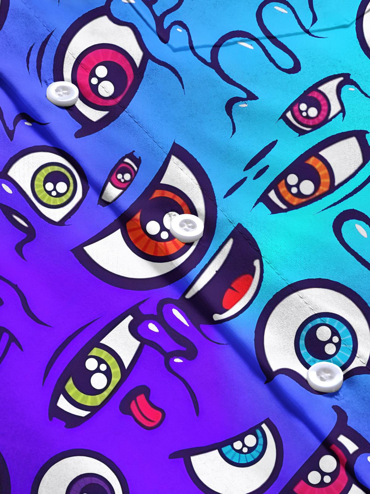 Fun Eye Print Men's Pocket Short Sleeve Shirts