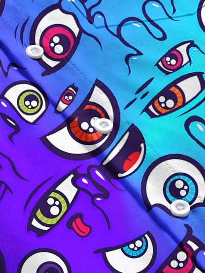 Fun Eye Print Men's Pocket Short Sleeve Shirts