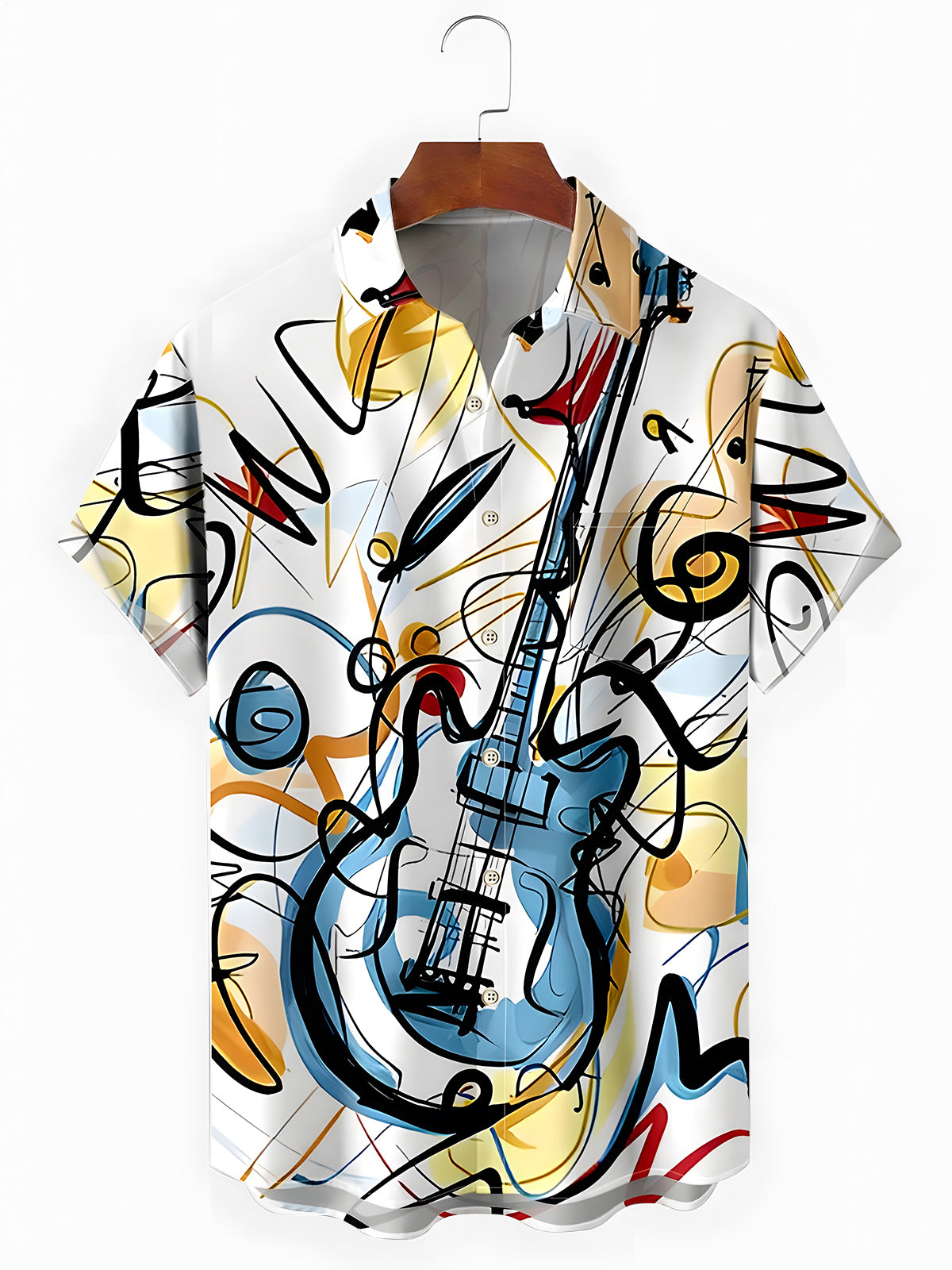 Guitar Tie Dye Men's Pocket Short Sleeve Shirts