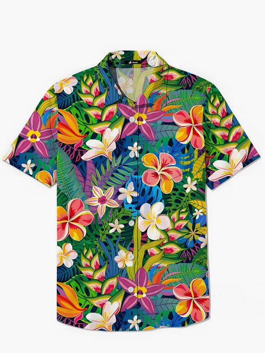 Hawaiian Floral Print Men's Pocket Short Sleeve Shirts