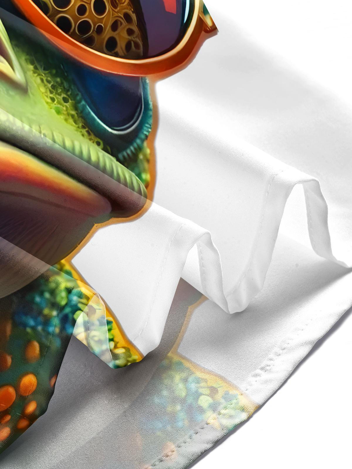Frog Print Men's Pocket Short Sleeve Shirts
